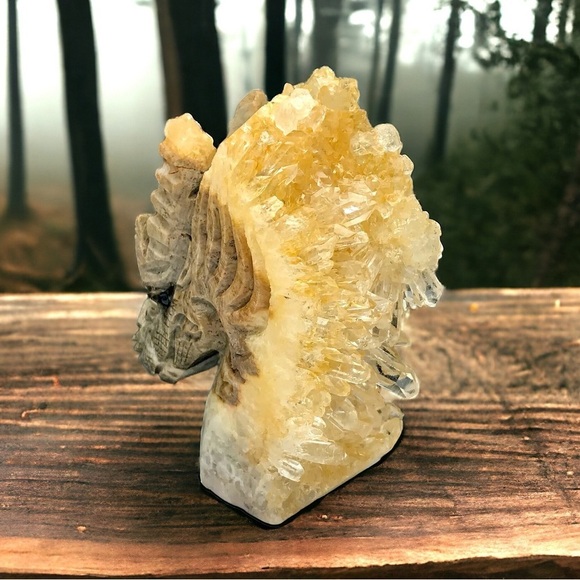 DRAGON MAGNIFICENT OOAK Hand Carved Natural Quartz Crystal Geode - Picture 4 of 4